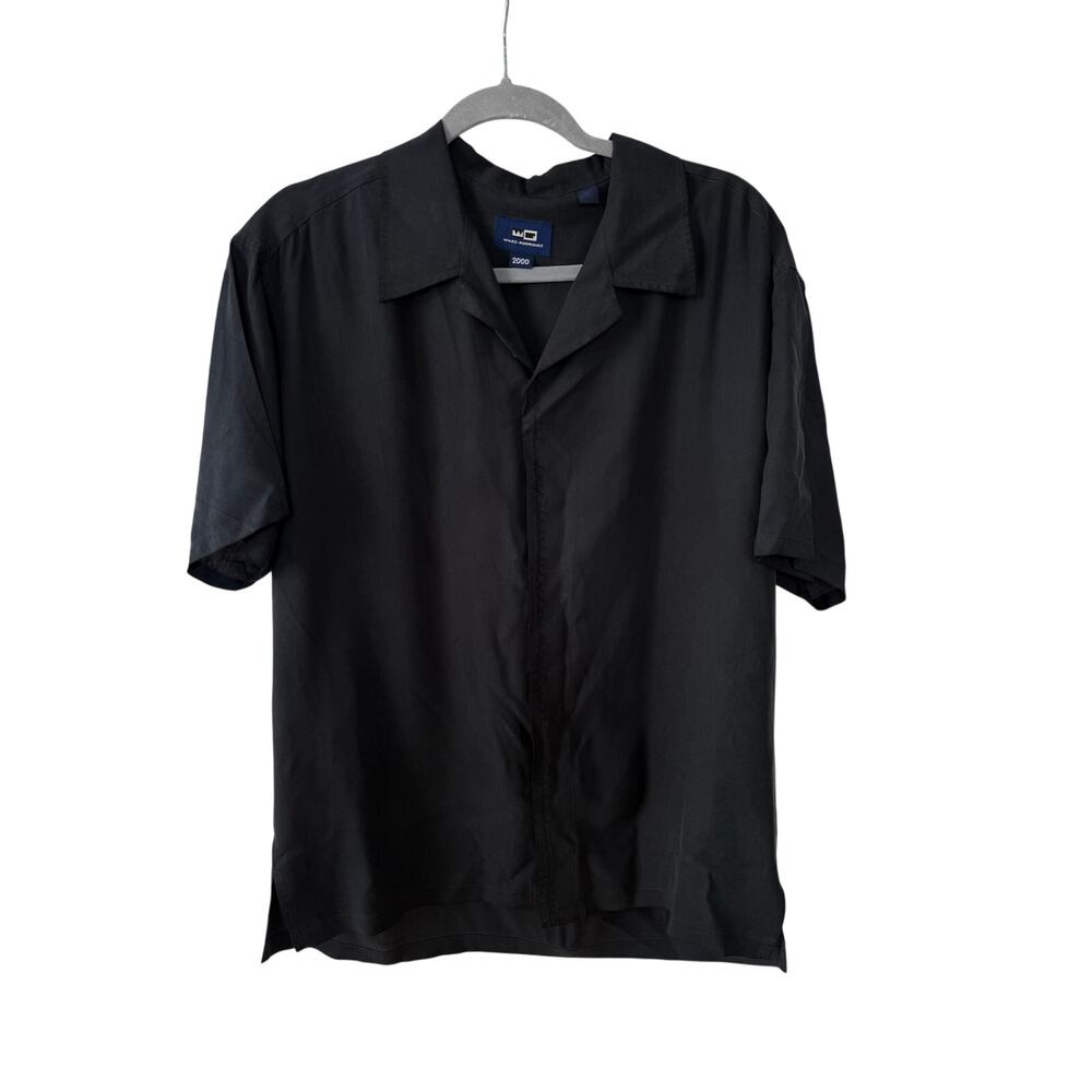 Wilke Rodriguez 2000 Men's Shirt Black Silk Blend y2K Club Short Sleeve Buttoned